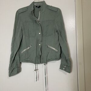 PAIGE army green full zip drawstring jacket size XS